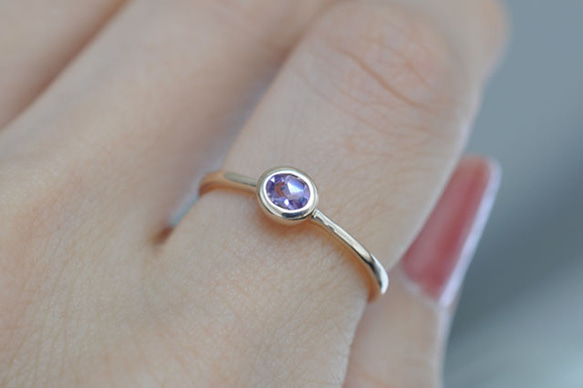 【K10】インクルージョンオーバルアメジストリング　Oval Amethyst Ring 12枚目の画像