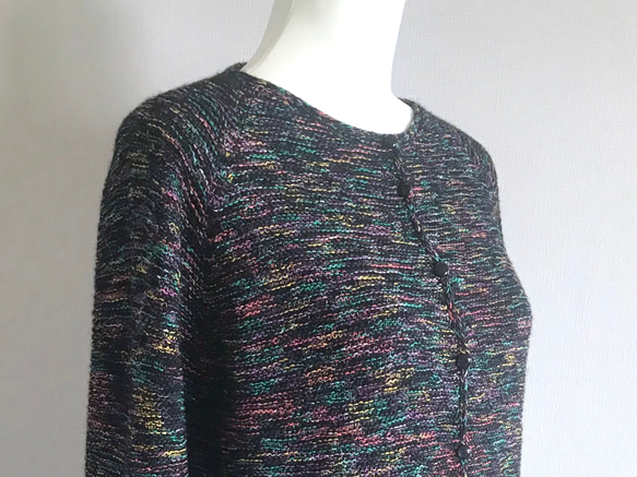 手編みカーディガン 絹糸&アルパカ100%毛糸使用 ニット・セーター  