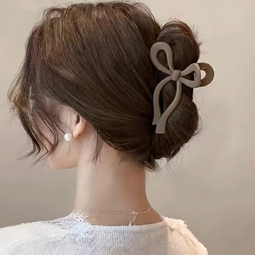 予約販売】リボンバンスクリップ（ブラウン） ヘアクリップ・バナナ 