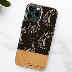 天然木♡名入れ♪ STAR FLOWER BLACK WOOD iPhoneケース スターフラワー 6枚目の画像