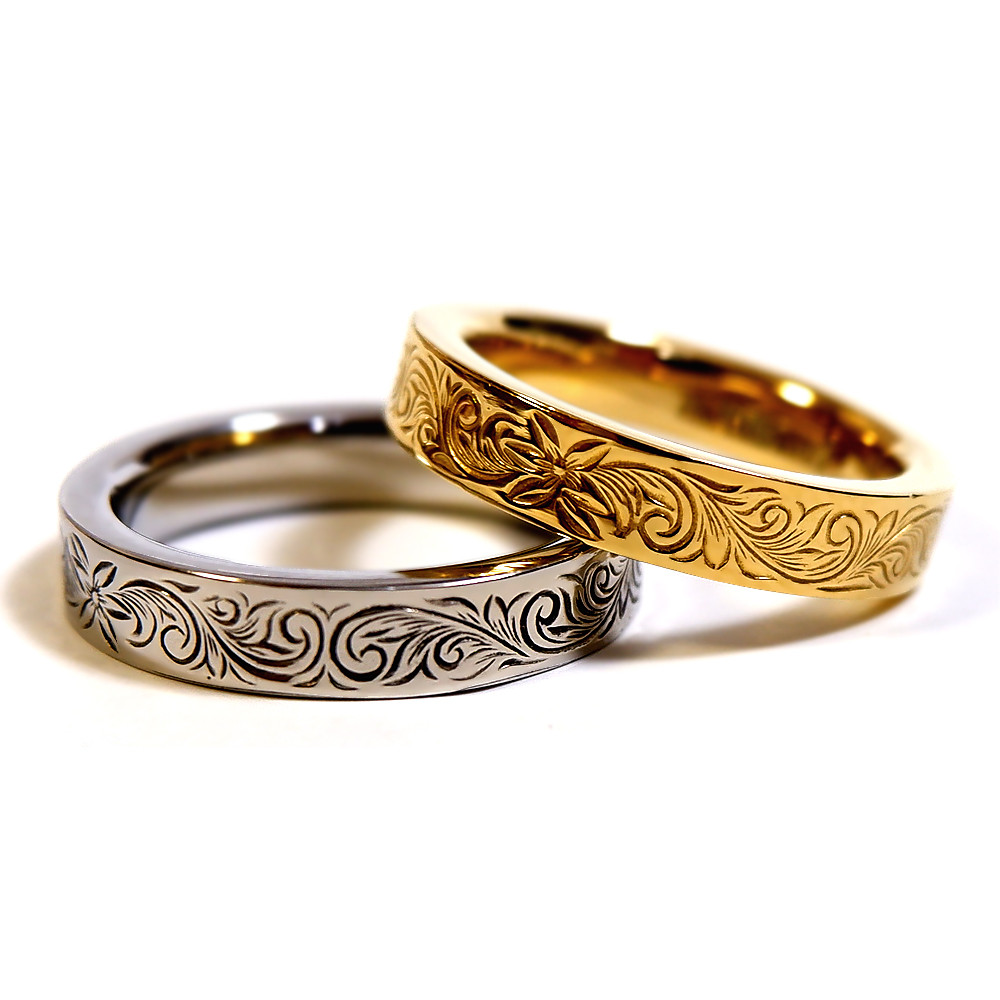 ハワイアンジュエリー リング 指輪 プルメリア スクロール サージカル ステンレス