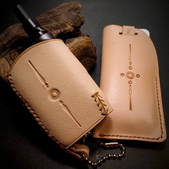 with2】ウィズ2 本革製カバー&カプセルケースセット タン アイコス