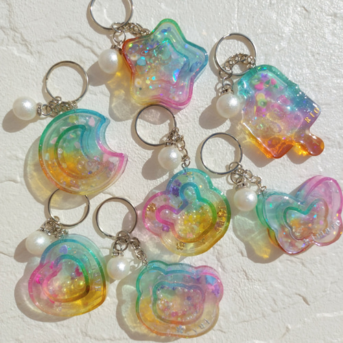 名入れレジンキーホルダー【かす様確認用】 crash shell】全25色 名入れ レジン キーホルダー プチギフト オーダー