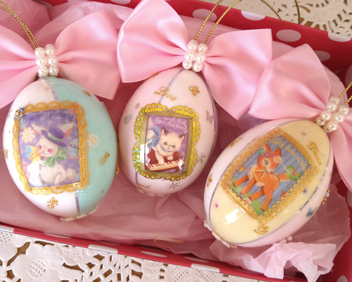 【新品】ドイツ購入 作家もの手描きオーナメント 6個セット　イースターエッグ 新品】ドイツ購入 作家もの手描きオーナメント 6個セットイースターエッグ