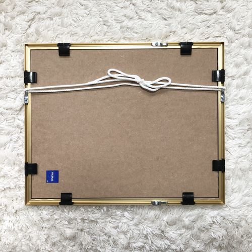 コスモス01」透明水彩画 原画 風景画 額縁付 ハガキサイズ 絵画