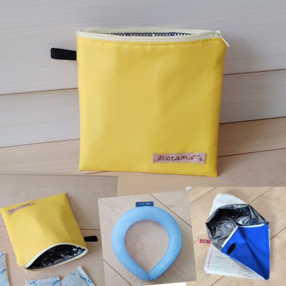 【子供用】アイスリングポーチ・アイスリングケース(迷彩柄・ナイロン撥水布・16×16㎝）保冷バッグ・保温バッグ 4枚目の画像