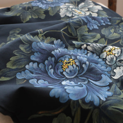 ⁂最終ＳＡＬＥ　手描きART　 優美に咲き誇る瑠璃色の花々　ワンピース　ゆったり　ジャンパースカート　R51D 3枚目の画像