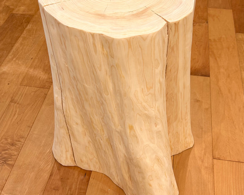 ひのき 丸太 椅子 裾広がり No.629 Hinoki Wood Stool No.608】 - Wood