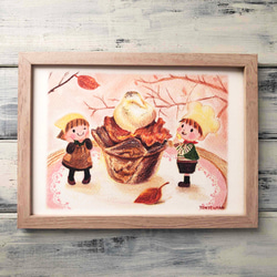 額付き】秋のアップルパイ ポスターno.034 イラスト TONTENKAN