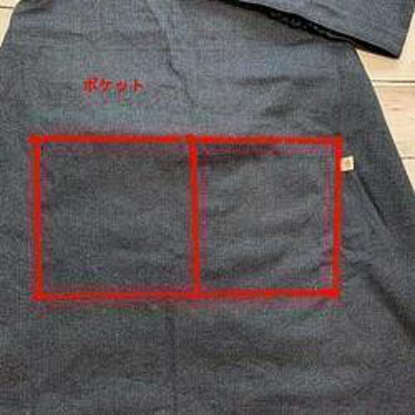 キッズエプロン＆三角巾・140.150.160サイズ・リバーシブルデニム調（紺）腰紐タイプ 3枚目の画像
