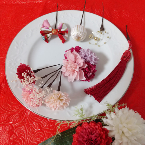 華やか☆ヘッドドレスとカラーが選べるヘッドパーツ10点セット☆キッズ  