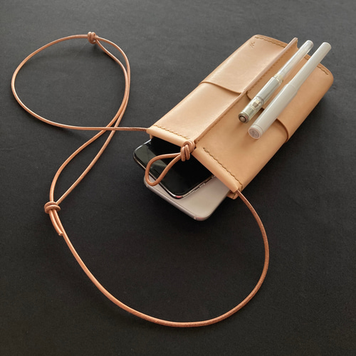 ヌメ革丨スマホショルダーバッグ【tottu/とっつ】手縫い 手作り