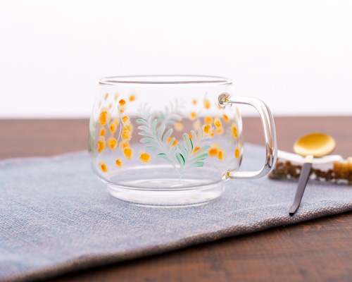 耐熱ガラスカップ＊ミモザ＊400ml［C22085-1］ マグカップ 千花