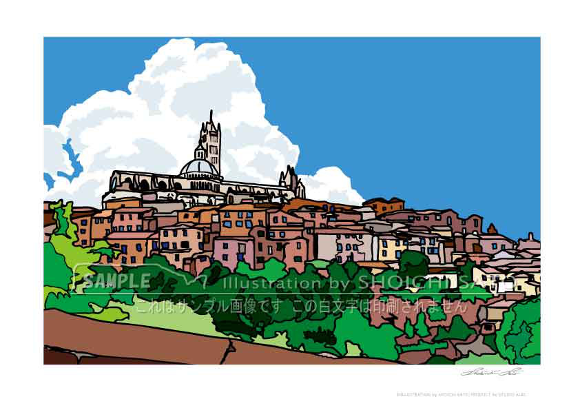 【美品】イタリア風景画（サインあり） ポストカード ヨーロッパ風景画No.8 イタリア ピェンツア ( 他の
