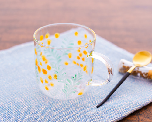 モンブラン、マグカップ 耐熱ガラスカップ＊ミモザ＊350ml［C21085-1］ マグカップ 千花