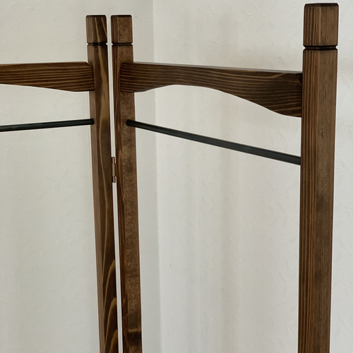 洋書スタイル】木とアイアンのスリムハンガーラック