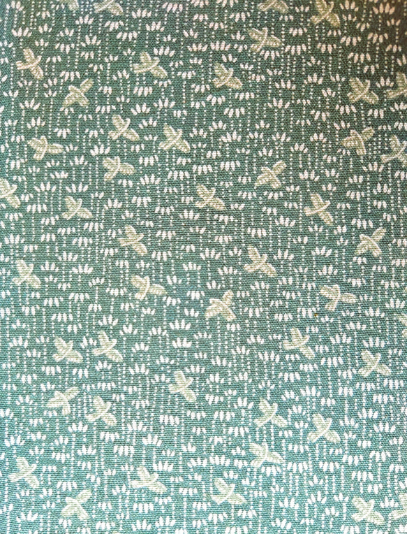 【古布】正絹小紋　笹と鳥　ドール着物サイズ 2枚目の画像