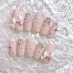 104))フレンチガーリー リボンネイルチップ ニュアンス ウィッシュコアネイル 104))フレンチガーリー リボン ネイルチップ ニュアンス