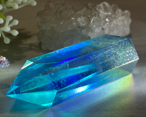 オーラ原石 ブルー＆金色 天然石 クラスター ポイント 413g 城 シンデレラ オーラ原石 ブルー＆金色 天然石 クラスター ポイント 413g 城