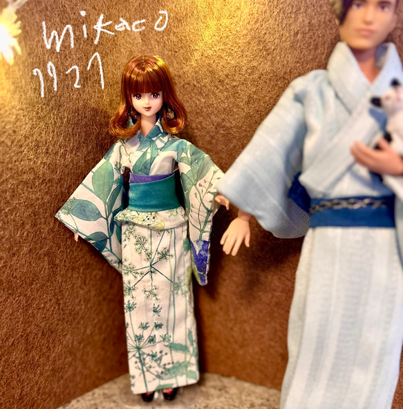 大きな取引 27cmサイズ 1/6ドール用の浴衣【リバティ おもちゃ Irma柄】 着物・浴衣