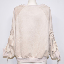 Ribbon Strings Sleeve Big Sweat PO (beige) スウェット ホワイト 白 ガーリー 7枚目の画像