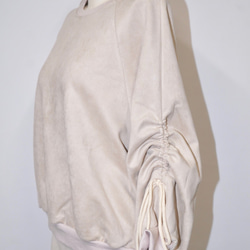 Ribbon Strings Sleeve Big Sweat PO (beige) スウェット ホワイト 白 ガーリー 5枚目の画像