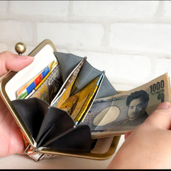 ほどよいお財布  久留米絣  マリーゴールド　コンパクト財布　がま口 3枚目の画像