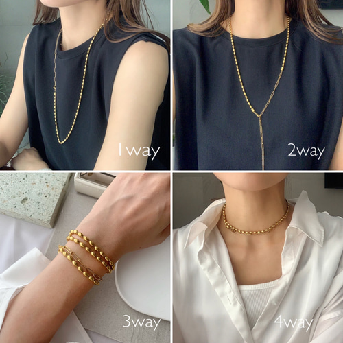 4wayゴールド】お客様絶賛☆ハンサムなライスボールチェーン