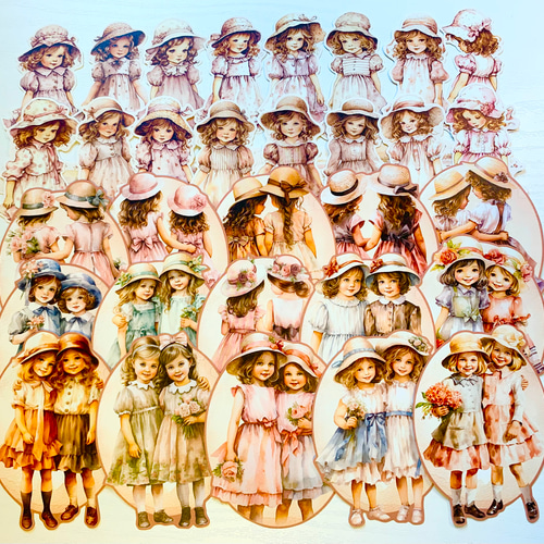 レトロガールダイカット31枚 No.264おすそ分けファイル コラージュ  