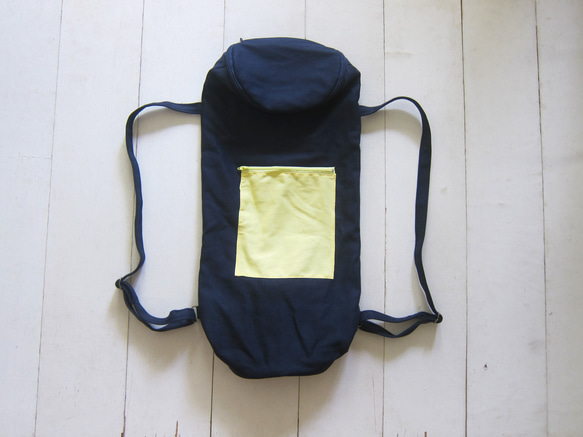 Canvas Yoga Bag - Navy + Light Yellow 3枚目の画像