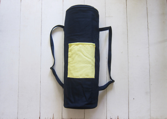 Canvas Yoga Bag - Navy + Light Yellow 1枚目の画像