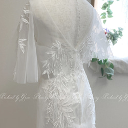 ウェディングドレス 袖付き ソフトマーメイド スレンダーライン ロングトレーン 二次会 白 花嫁 gcd_19500 7枚目の画像