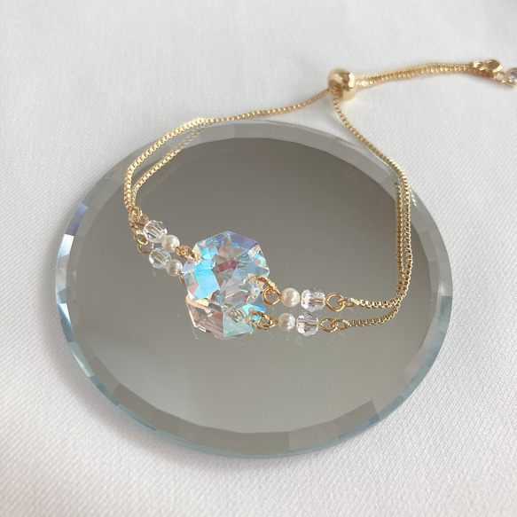 Swarovski ゴールド パール ブレスレット