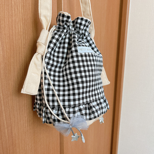 キッズ用☆巾着型ショルダーバッグ フリル リボン 子供服