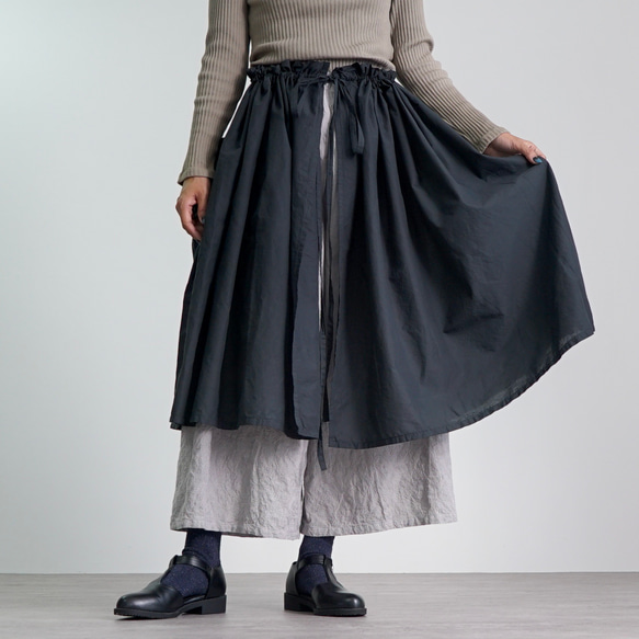 蓬鬆圍裙/黑色/三河紡織 第1張的照片