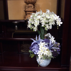仏花   真珠の涙    久遠  （仏花、Lサイズ、造花、お供え、お盆、お彼岸、敬老の日） 5枚目の画像