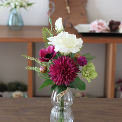 仏花　御供え花　造花　トルコキキョウアレンジ　フラワーガーデン 仏花 御供え花 造花 トルコキキョウアレンジ フラワーガーデン