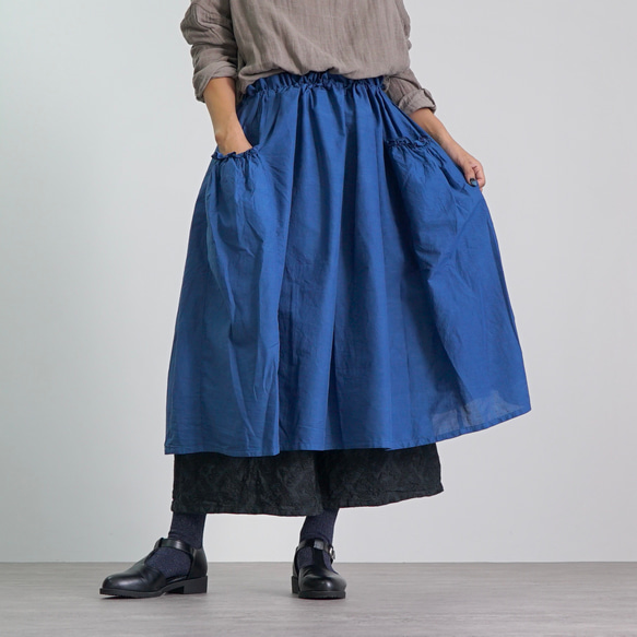 蓬鬆圍裙/藍色/三河紡織 第7張的照片