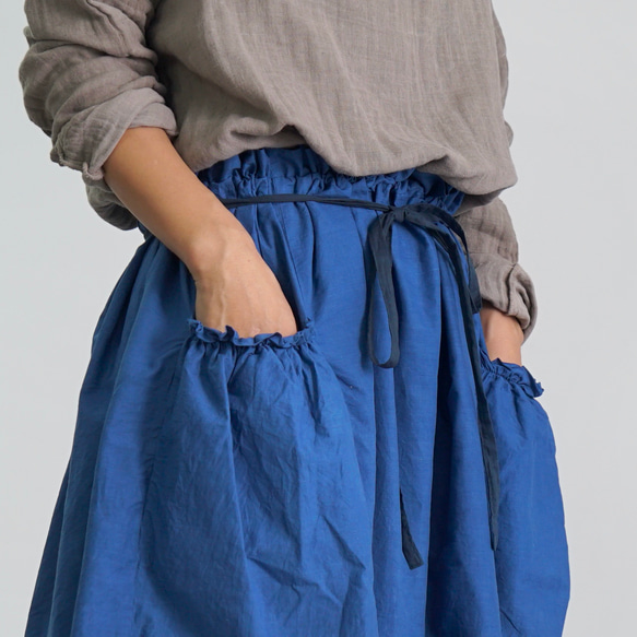 蓬鬆圍裙/藍色/三河紡織 第5張的照片