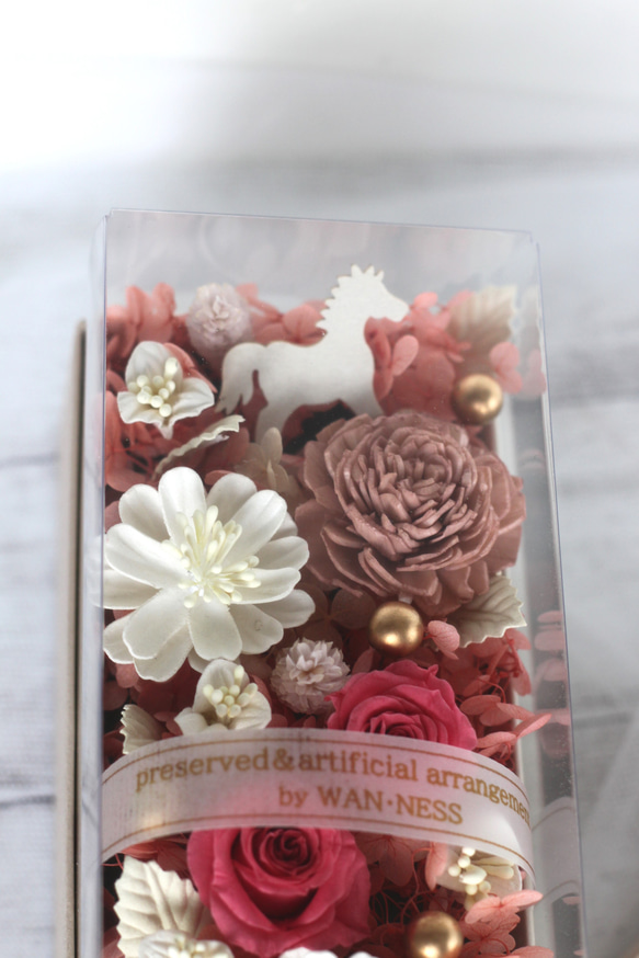 〘心が和むペールカラーのフラワーボックス〙 ペットお供え　お供え花　お供えアレンジメント　プリザーブドフラワー 6枚目の画像