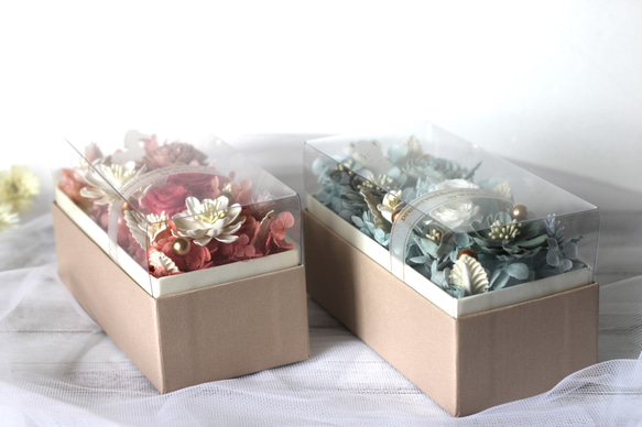 〘心が和むペールカラーのフラワーボックス〙 ペットお供え　お供え花　お供えアレンジメント　プリザーブドフラワー 9枚目の画像