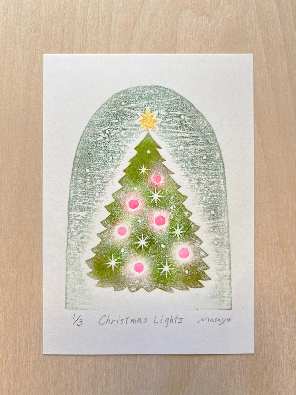 小さなクリスマスツリーの木版画 / 額入り / アート / インテリア 4枚目の画像