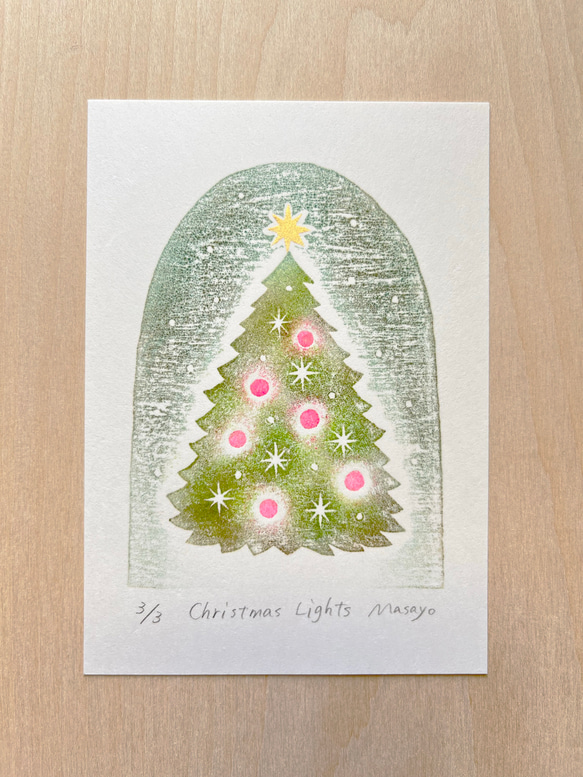 小さなクリスマスツリーの木版画 / 額入り / アート / インテリア 5枚目の画像