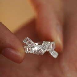 リボンモチーフ　天然ダイヤモンドリングk18 3枚目の画像