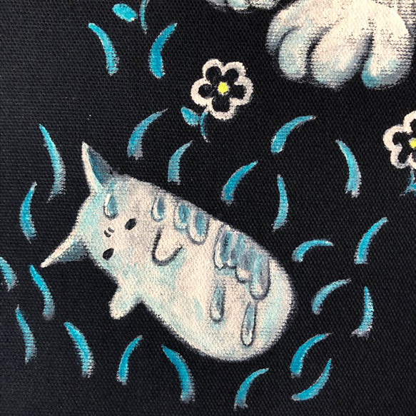 「耐える猫木霊」F0サイズ アート作品 原画 絵本「猫木霊」使用 徳島洋子作品 ★ 星月猫 2枚目の画像