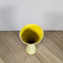 スパイラル　陶器の花瓶（黄色）　３D　1点限定 4枚目の画像