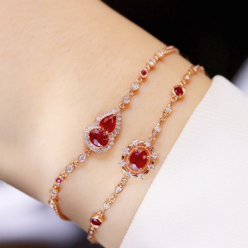 ひょうたんモチーフ ルビーブレスレットk18 ブレスレット パール大好き