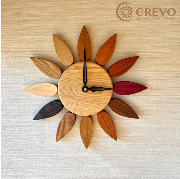 ☆新品☆ 12種木材製成的木製掛鐘 [ORIGIN] 太陽花 *定制 第12張的照片
