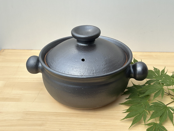 天目土鍋(三人用)　8号　耐熱陶器 1枚目の画像