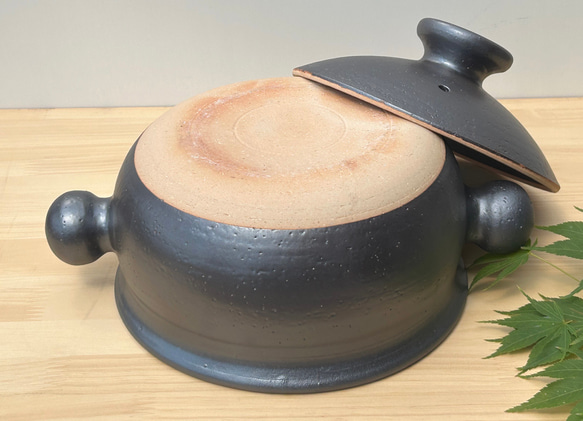 天目土鍋(三人用)　8号　耐熱陶器 3枚目の画像
